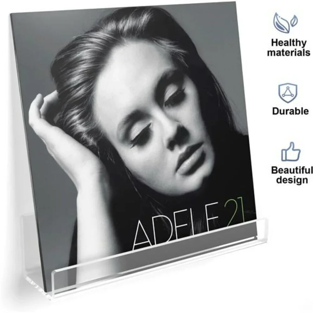 Acrylic Vinyl Record Wall Shelf Set Clear Floating Display for Albums 6 Pack